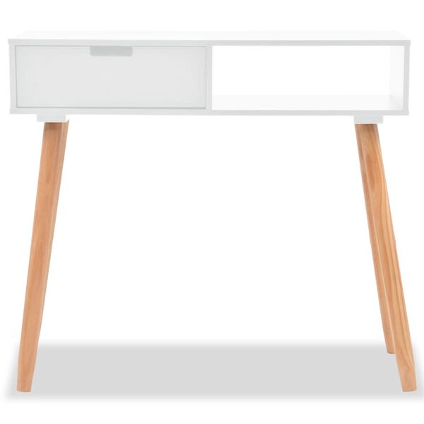 vidaXL Table console Bois de pin massif 80 x 30 x 72 cm Blanc