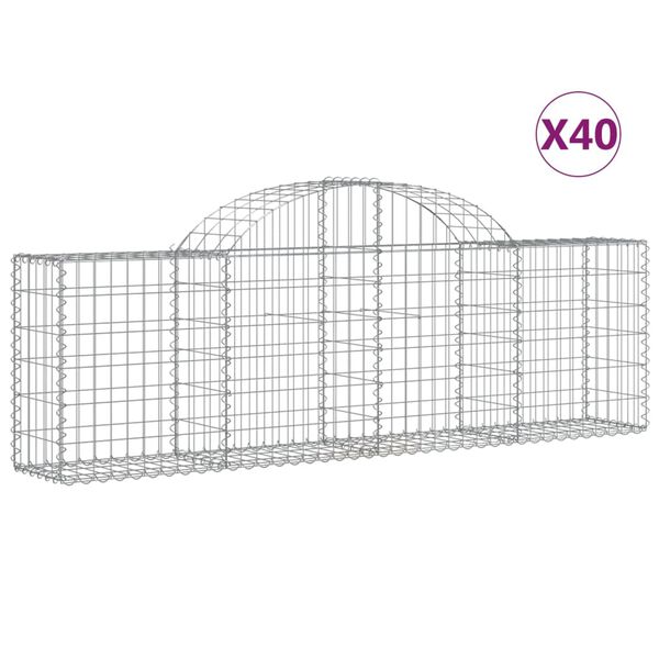 vidaXL Paniers à gabions arqués 40 pcs 200x30x60/80 cm Fer galvanisé