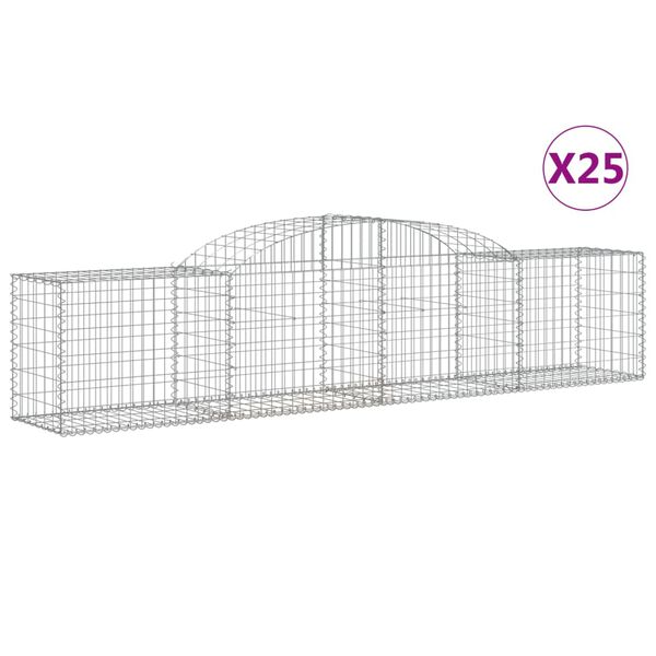 vidaXL Paniers à gabions arqués 25 pcs 300x50x60/80 cm fer galvanisé