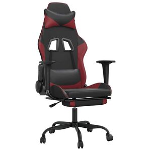 vidaXL Chaise de jeu avec repose-pied Noir/rouge bordeaux Similicuir