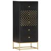 vidaXL Armoire à tiroirs Noir et doré 45x30x105 cm Bois de manguier