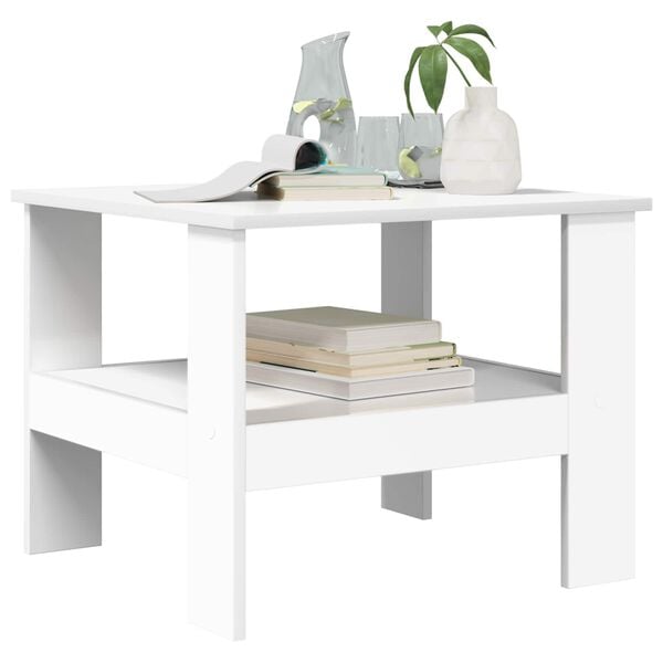 vidaXL Table basse Blanc 57 x 55 x 45 cm Bois d'ing&eacute;nierie