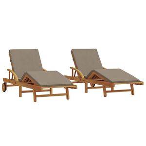 vidaXL Transat 2 pc Bois d'Acacia Massif Taupe