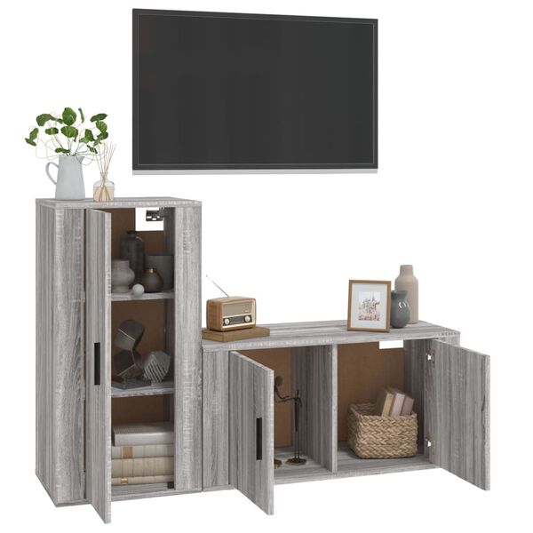 vidaXL Ensemble de meubles TV 2 pcs Sonoma gris Bois d'ingénierie