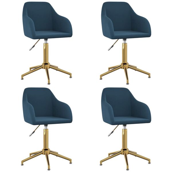 vidaXL Chaises pivotantes &agrave; manger lot de 4 bleu velours