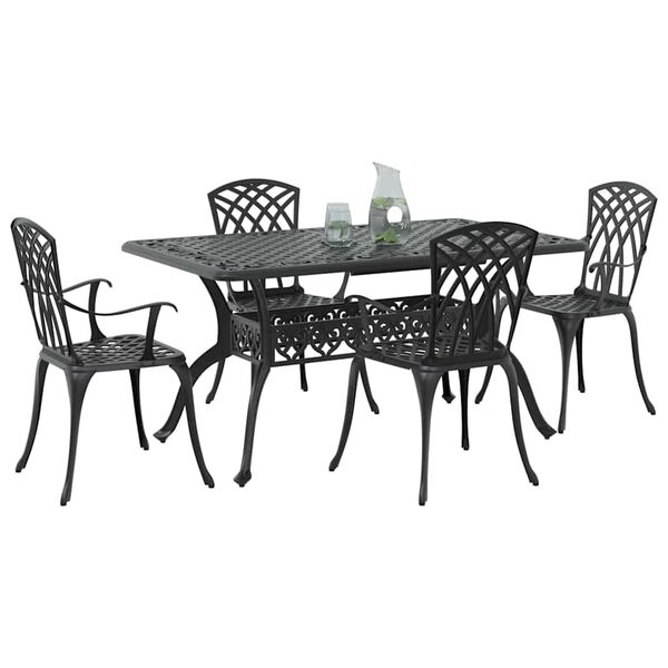 vidaXL Ensemble de salle &agrave; manger pour jardin 5 pcs Noir Aluminium