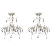 vidaXL Lustres suspendus &agrave; cristaux 2 pcs Blanc &eacute;l&eacute;gant
