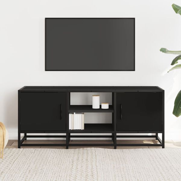 vidaXL Meuble TV noir 100x35x41 cm bois d'ingénierie et métal