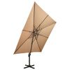 vidaXL Parasol de jardin d&eacute;port&eacute; avec double plateau 300 x 300 cm Taupe