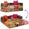 vidaXL Pouf modulaire &agrave; 2 places Patchwork Tissu
