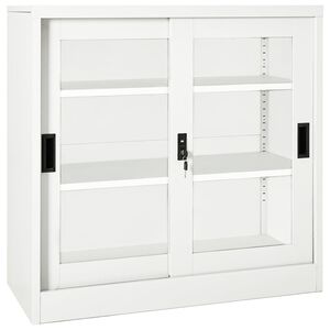 vidaXL Armoire &agrave; portes coulissantes Blanc 90x40x90 cm Acier