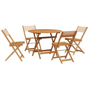 vidaXL Ensemble &agrave; manger de jardin 5 pcs beige tissu et bois massif
