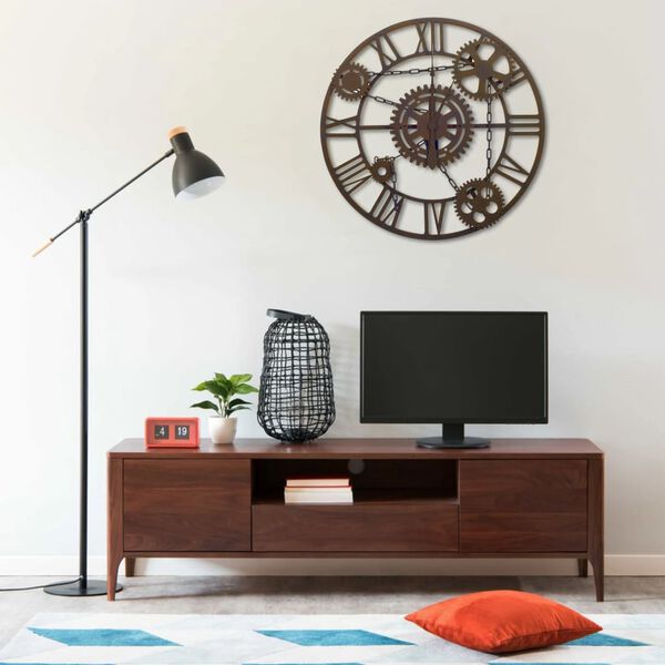 vidaXL Horloge murale Marron 80 cm Métal
