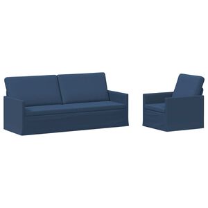 vidaXL Ensemble de Canap&eacute;s 2 pcs Bleu Tissu