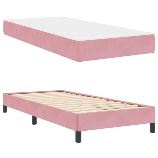 vidaXL Lit &agrave; ressorts avec matelas Rose 80 x 200 cm tissu