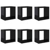 vidaXL &Eacute;tag&egrave;res cube murales 6 pcs noir brillant 22x15x22 cm
