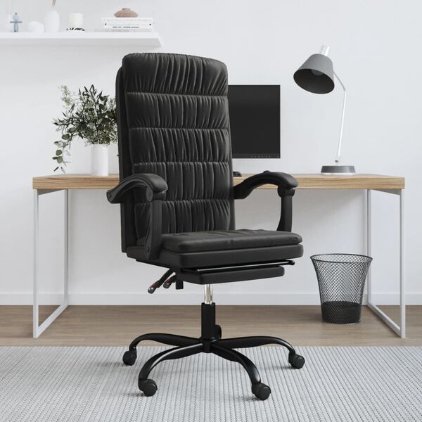 vidaXL Fauteuil inclinable de bureau Noir Velours