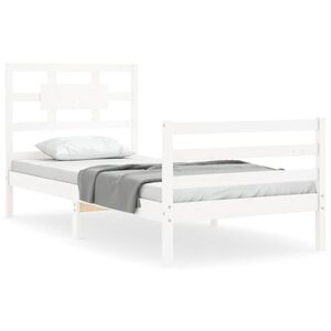 vidaXL Cadre de lit sans matelas blanc bois massif