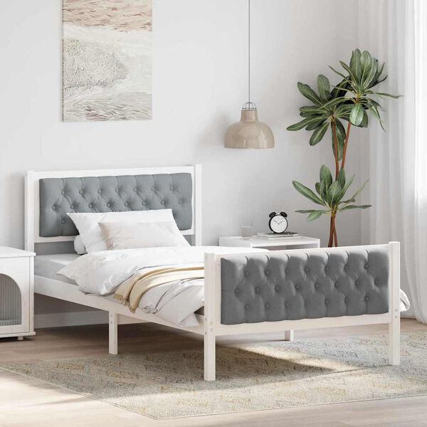 vidaXL Cadre de lit Gris clair 100 x 200 cm Pin massif