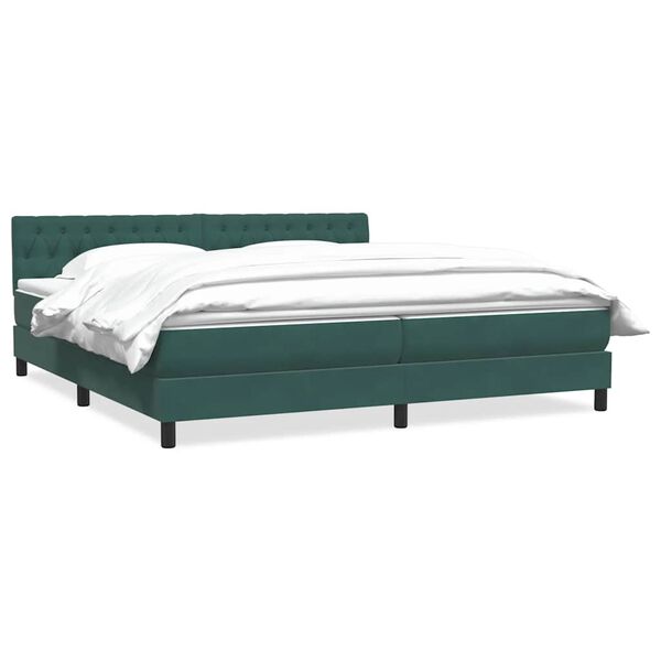 vidaXL Sommier &agrave; lattes de lit et matelas vert fonc&eacute; 200x210cm velours