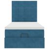 vidaXL Cadre de lit ottoman avec matelas bleu fonc&eacute; 100x200 cm velours