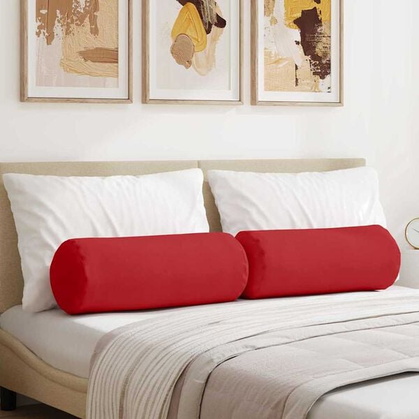 vidaXL Coussins d'accent 2 pcs Rouge Ø 25 x 70 cm tissu