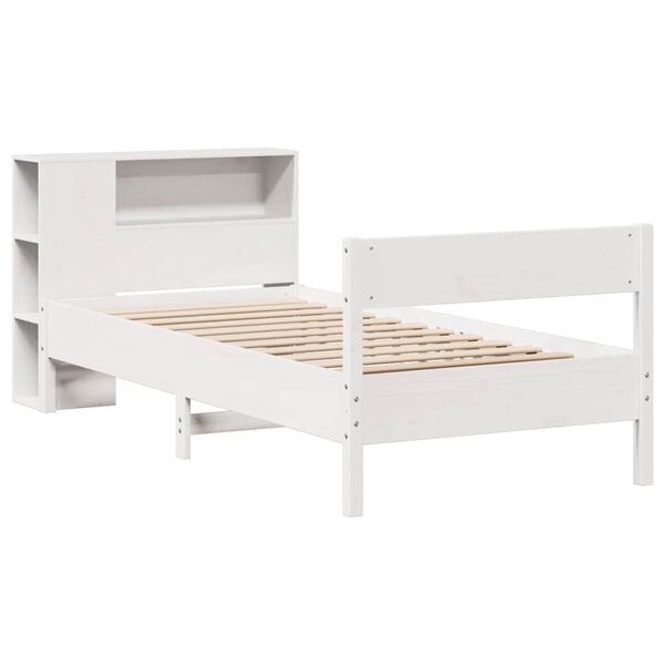 vidaXL Lit biblioth&egrave;que sans matelas blanc 90x200cm bois de pin massif