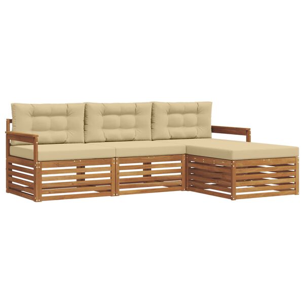 vidaXL Ensemble de canap&eacute;s d'ext&eacute;rieur 4 pcs Naturel et Beige
