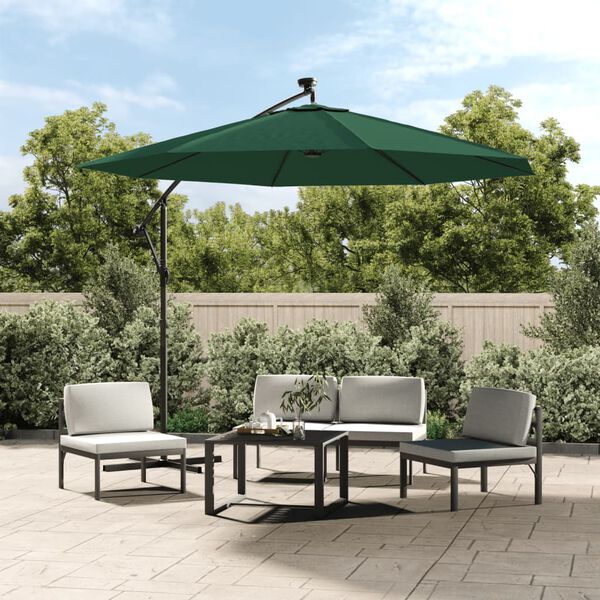 vidaXL Tissu de remplacement pour parasol déporté Vert 350 cm