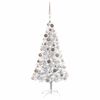 vidaXL Arbre de No&euml;l artificiel pr&eacute;-&eacute;clair&eacute;/boules argent&eacute; 150 cm PET