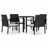 vidaXL Ensemble de salle &agrave; manger de jardin 5 pcs R&eacute;sine tress&eacute;e Noir