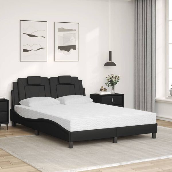 vidaXL Lit Viana avec matelas noir 140x200 cm similicuir