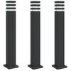 vidaXL Lampadaires d'ext&eacute;rieur 3 pcs noir 80 cm aluminium