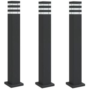 vidaXL Lampadaires d'ext&eacute;rieur 3 pcs noir 80 cm aluminium