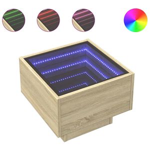vidaXL Table d'appoint et LED ch&ecirc;ne sonoma 40x40x30 cm bois ing&eacute;nierie