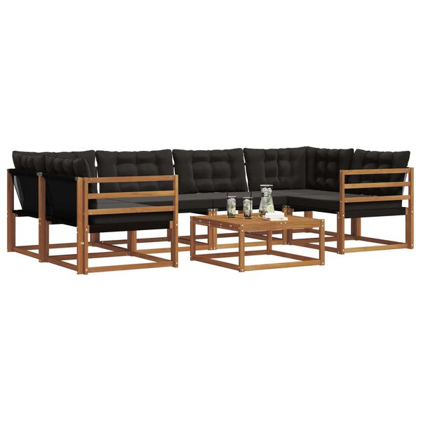 vidaXL Ensemble de canap&eacute;s d'ext&eacute;rieur 7 pcs Naturel et Noir