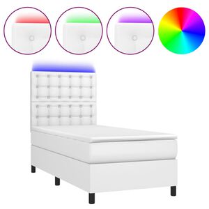 vidaXL Sommier &agrave; lattes de lit avec matelas et LED Blanc 100x200 cm