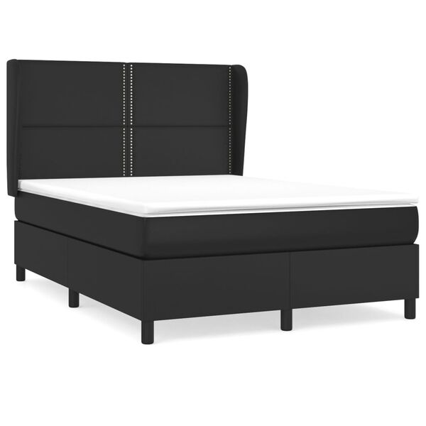vidaXL Sommier &agrave; lattes de lit avec matelas Noir 140x200 cm Similicuir