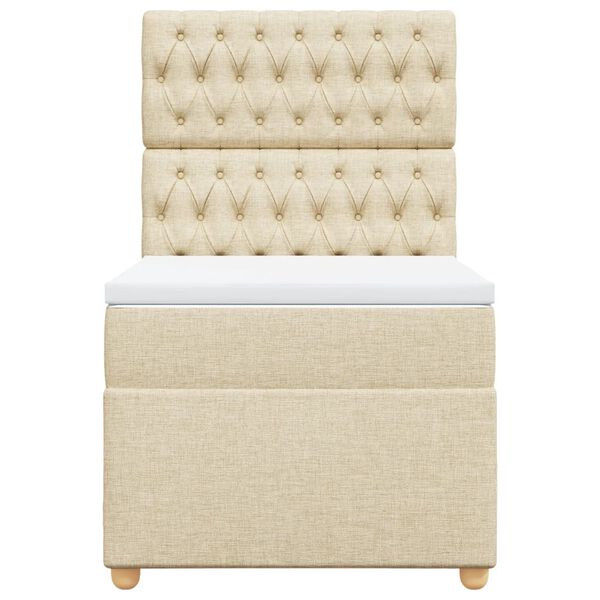vidaXL Sommier &agrave; lattes de lit avec matelas Cr&egrave;me 90x200 cm Tissu
