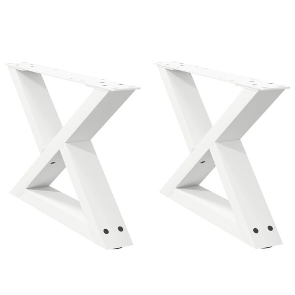 vidaXL Pieds de table basse 2 pi&egrave;ces Blanc 60 x (30-31,3) cm Acier