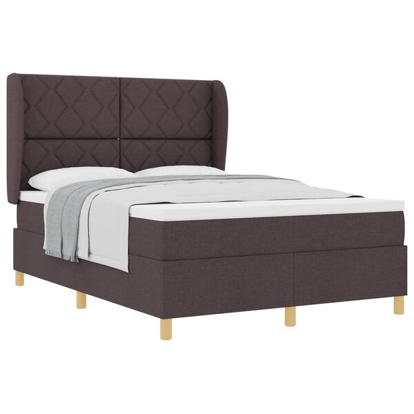 vidaXL Lit &agrave; ressorts avec matelas gris fonc&eacute; 90x190 cm Marron fonc&eacute;