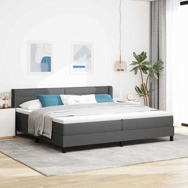 vidaXL Lit &agrave; ressorts avec matelas Gris fonc&eacute; 200 x 200 cm tissu