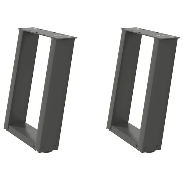 vidaXL Pieds de table basse en U 2 pi&egrave;ces Anthracite 38 x (42-43) cm Acier