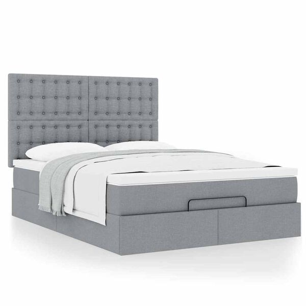 VidaXL Cadre de lit ottoman et matelas gris clair 140x190 cm tissu