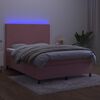 vidaXL Sommier &agrave; lattes de lit et matelas LED Rose 140x190 cm Velours