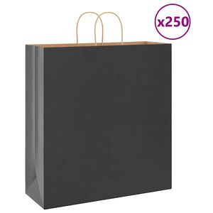 vidaXL Sacs en papier 250 pcs avec poign&eacute;es noir 45x17x48 cm