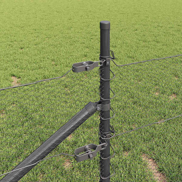 vidaXL Poteau de cl&ocirc;ture. Gris 10 x 0,4 m (maille 13 mm) Acier et PVC