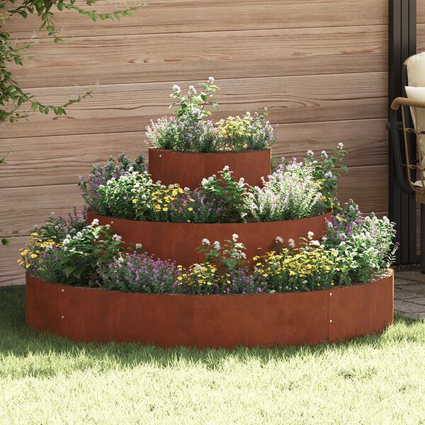 vidaXL Cache-pot de jardin Marron 120 x 120 x 20 cm Acier patin&eacute;