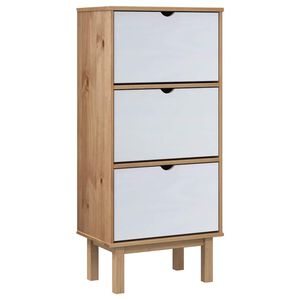 vidaXL Armoire &agrave; chaussures OTTA et 3 tiroirs Marron et blanc Bois pin