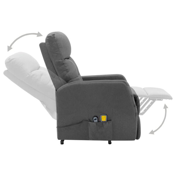 vidaXL Fauteuil de massage inclinable Gris clair Tissu